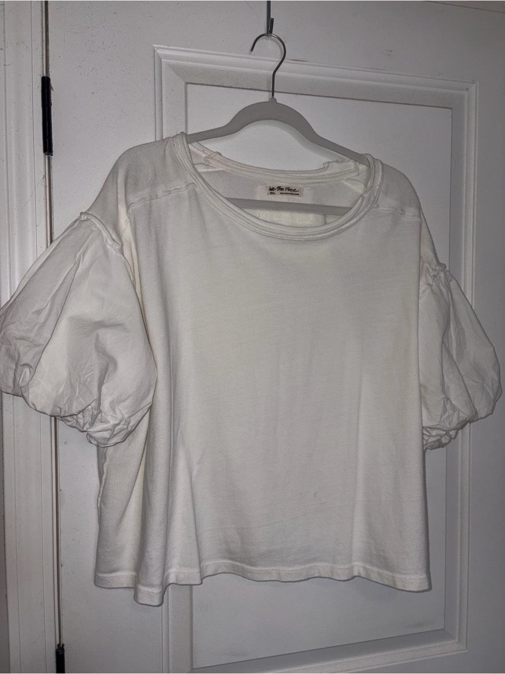 We The Free Cream Puff Sleeve Short Sleeve Top